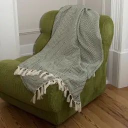 Plaid coton  130×170 vert olive