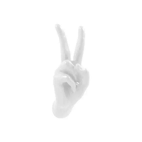 Patère Hand Job en Plastique, Résine laquée – Couleur Blanc – 18 x 8 x 22 cm – Designer David Hupton