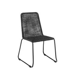 Chaises de jardin empilables en métal noir et textilène - LYMA