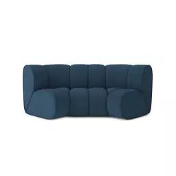 Canapé d’angle en velours côtelé 3 places bleu paon