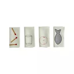 Serviette de table Sobremesa en Tissu, Lin – Couleur Vert – 45 x 45 x 1 cm – Designer Laila Gohar