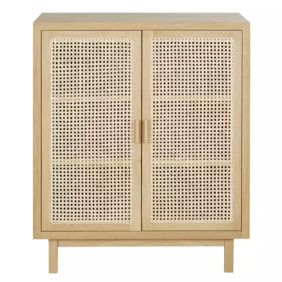 Cabinet de rangement 2 portes cannage en rotin