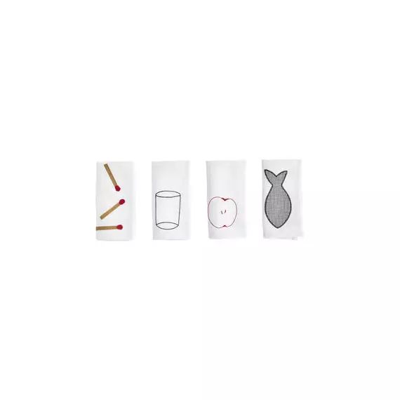 Serviette de table Sobremesa en Tissu, Lin – Couleur Blanc – 45 x 45 x 1 cm – Designer Laila Gohar