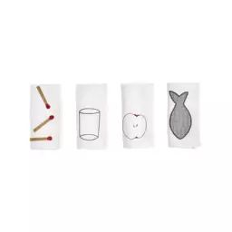 Serviette de table Sobremesa en Tissu, Lin – Couleur Blanc – 45 x 45 x 1 cm – Designer Laila Gohar
