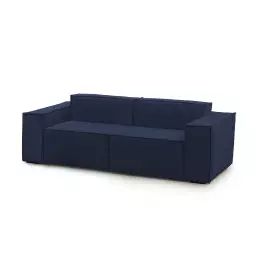 Canapé fixe 2 places en tissu bleu