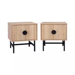 Lot de 2 tables de chevet effet chêne, 1 tiroir