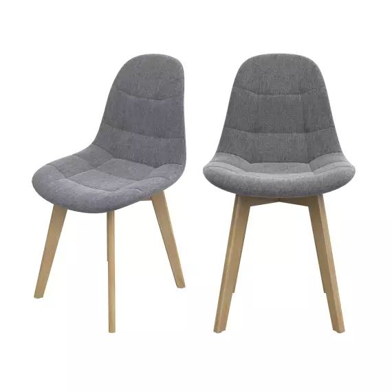 Chaise scandinave gris clair pieds bois d’hêtre (lot de 2)