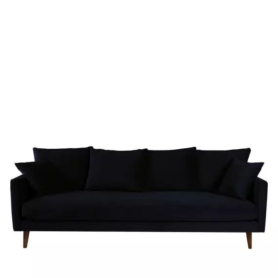 Villabon – Canapé convertible 4 places en velours pieds bois foncé