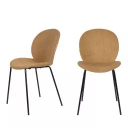 Bonnet – Lot de 2 chaises en velours côtelé et métal