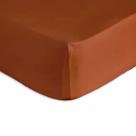 Drap housse 100% coton 90×200+28 cm orange foncé
