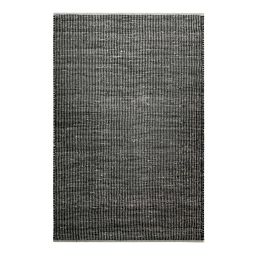 Tapis tissé main en laine et jute noir et gris 80×150