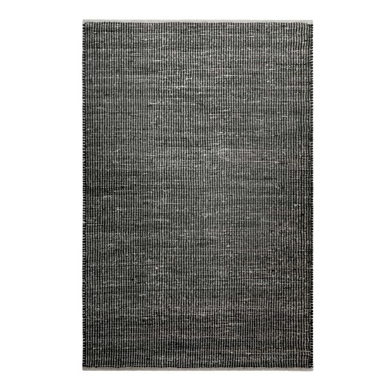 Tapis tissé main en laine et jute noir et gris 80×150
