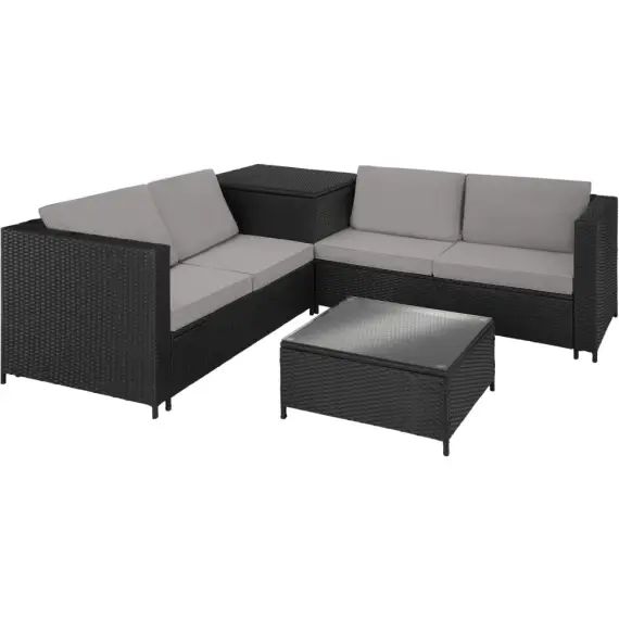 Canapé de jardin SIENNE 4 places avec coffre de rangement noir/gris