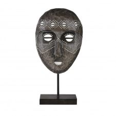 Statue de jardin masque africain noire et blanche H45