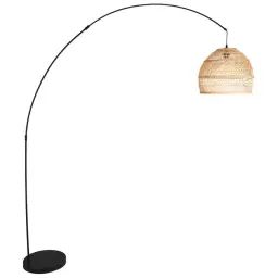Lampadaire en rotin tressé et métal noir H.191cm WILD