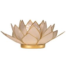 Porte bougie fleur de lotus perle et or