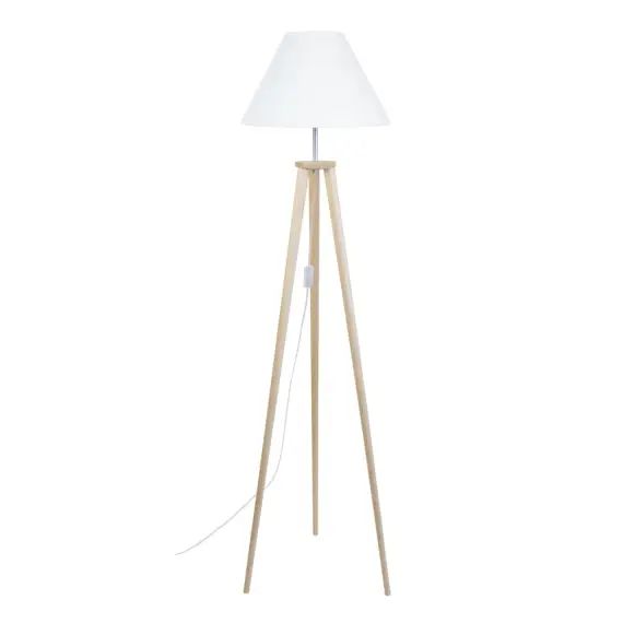 Lampadaire bois naturel et blanc