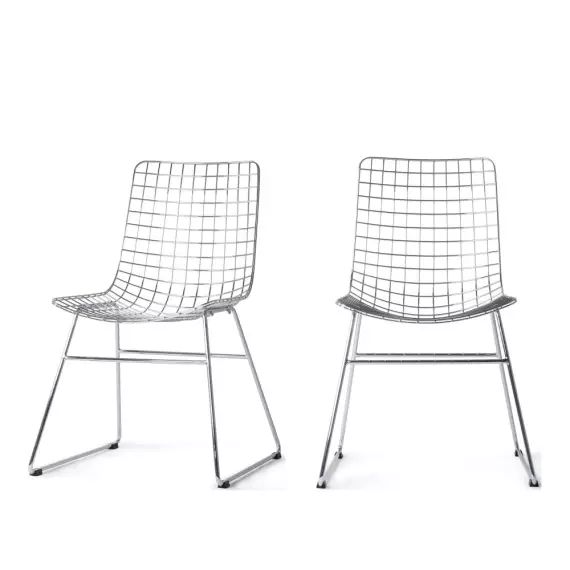 Aslaug – Lot de 2 chaises en métal quadrillé – Couleur – Metal