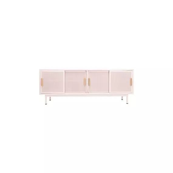 Buffet B perforé en Métal, Chêne – Couleur Rose – 200 x 43 x 75 cm