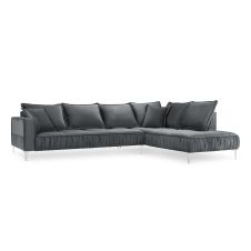 Canapé d’angle 5 places en velours gris