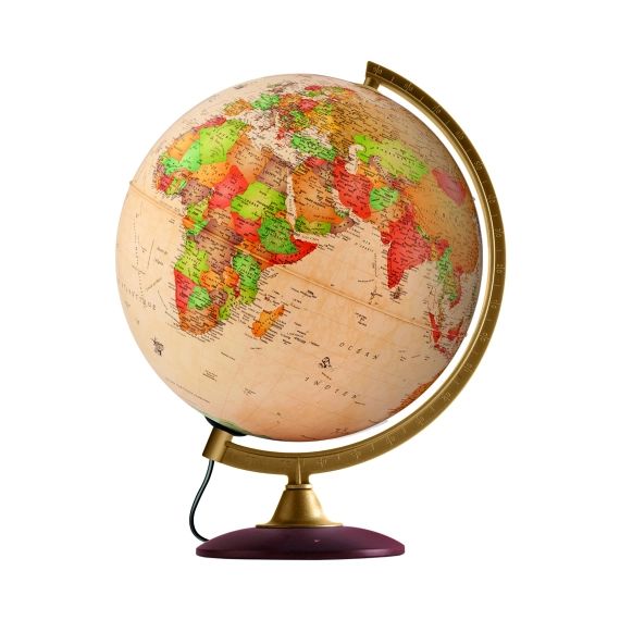 COLOMBO 30 – Globe terrestre, antique, lumineux, textes en français