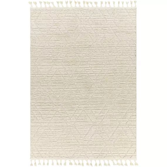 Tapis Géométrique à Franges – Crème – 160x213cm