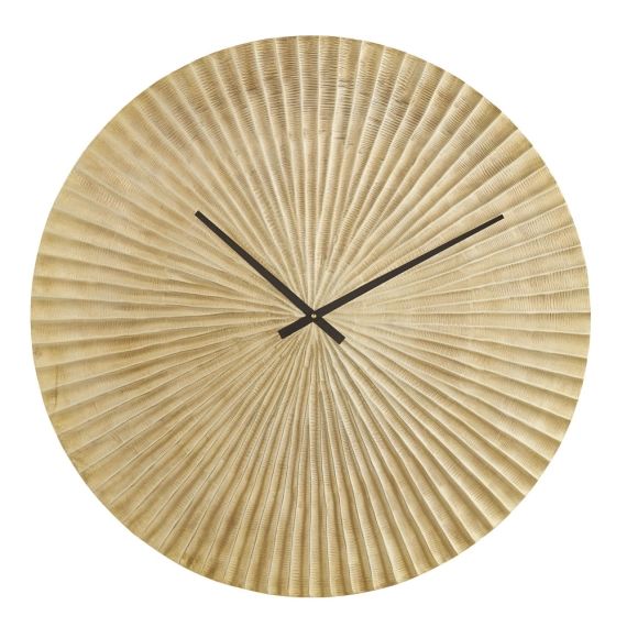 Horloge en fonte d&rsquo;aluminium effet plissé doré D74