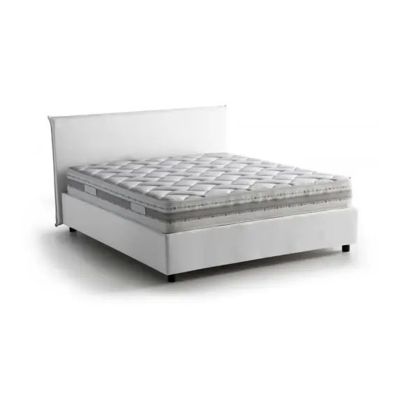 Lit coffre 140×200 cm en tissu blanc