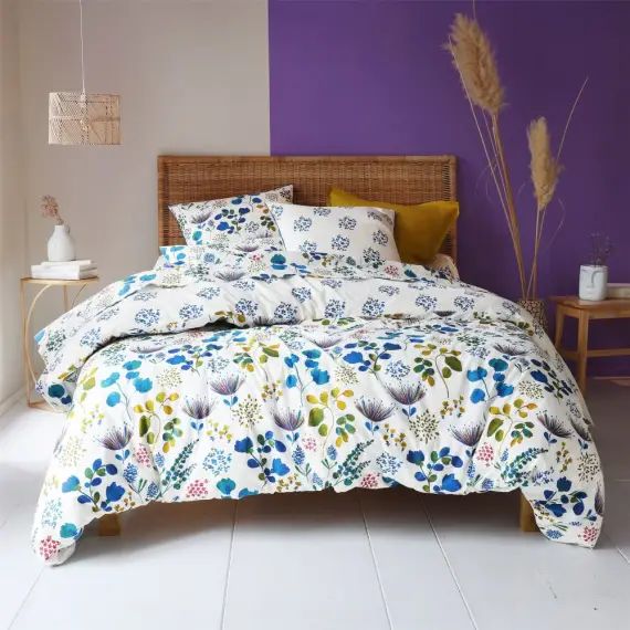 Housse de couette 200×200 bleue en coton