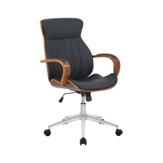 Chaise de bureau réglable en similicuir Noyer / Noir