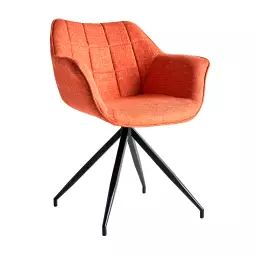 Chaise en polyester, fer et bois orange 63.5×62.5×81