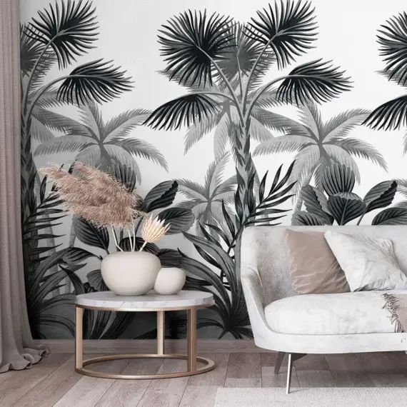 Papier peint Palmae noir et blanc 53x840cm