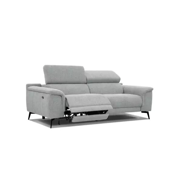 Canapé 3 places avec relax électrique côté gauche tissu gris clair