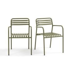 Lot de 2 fauteuils de jardin, aluminium, MANNI