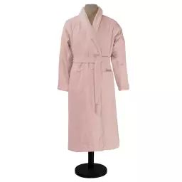 Peignoir de bain uni en coton rose L