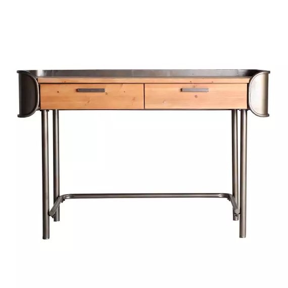 Bureau en bois et fer en noir et marron 120x50x80