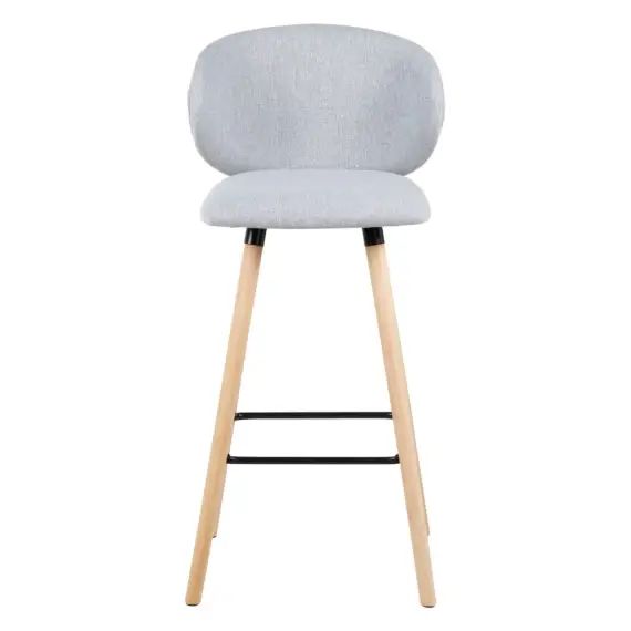 Chaise de bar tissu gris clair pieds en bois