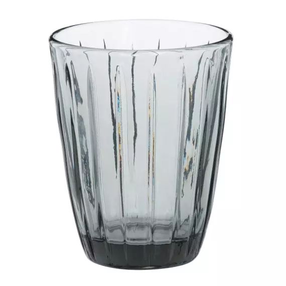 Gobelet en verre strié teinté gris anthracite