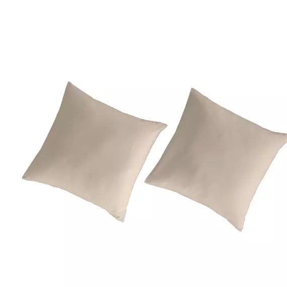 2 Taies d’oreiller en percale de coton organic 80×80 cm sable
