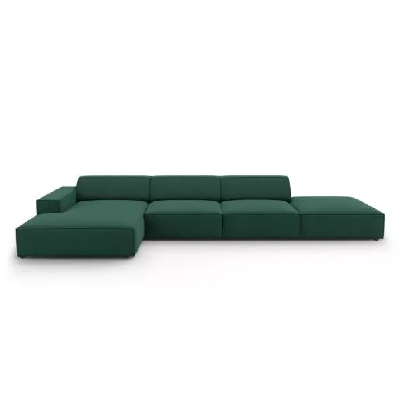 Canapé d’angle 5 places en tissu structuré vert