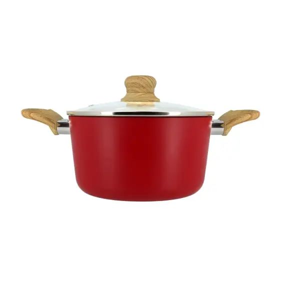 Faitout en aluminium Ø20cm rouge – compatible induction