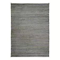 Tapis en laine, jute et coton tresse gris 190×290