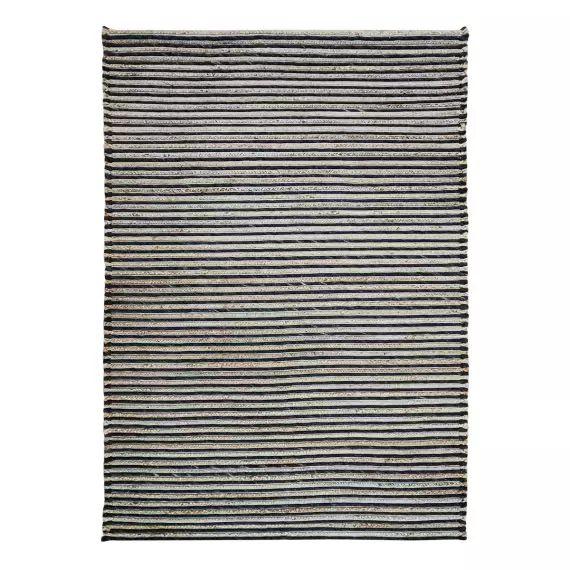 Tapis en laine, jute et coton tresse gris 190×290