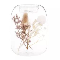 Photophore en verre et fleurs séchées