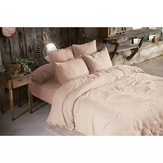 Housse de couette gaze de coton rose 140×200 cm