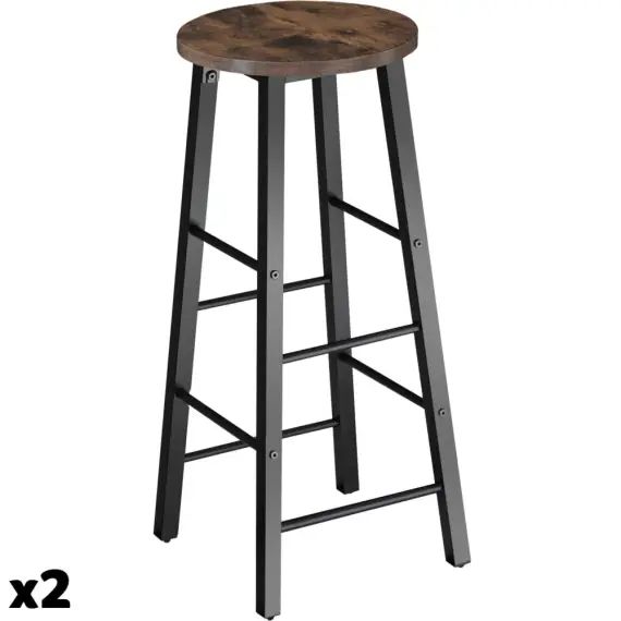 2 tabourets de bar keynes bois foncé industriel