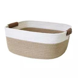 Panier de rangement en corde blanc 35,5x33x15cm