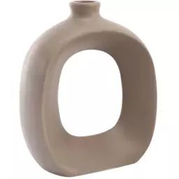 Vase en grès oval 16 cm taupe