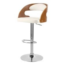 Chaise de bar réglable 63/84 cm en cuir synthétique blanc
