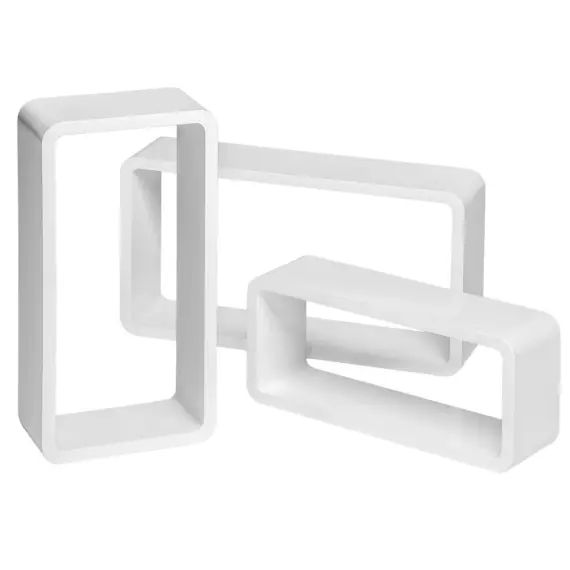 Lot de 3 étagères murales rectangle LEONIE effet blanc